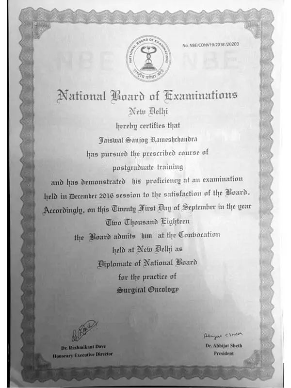 national board of examination - surgical oncology